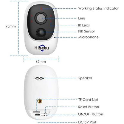 1080P HD Wireless WiFi Security Camera with Rechargeable Battery - Camera