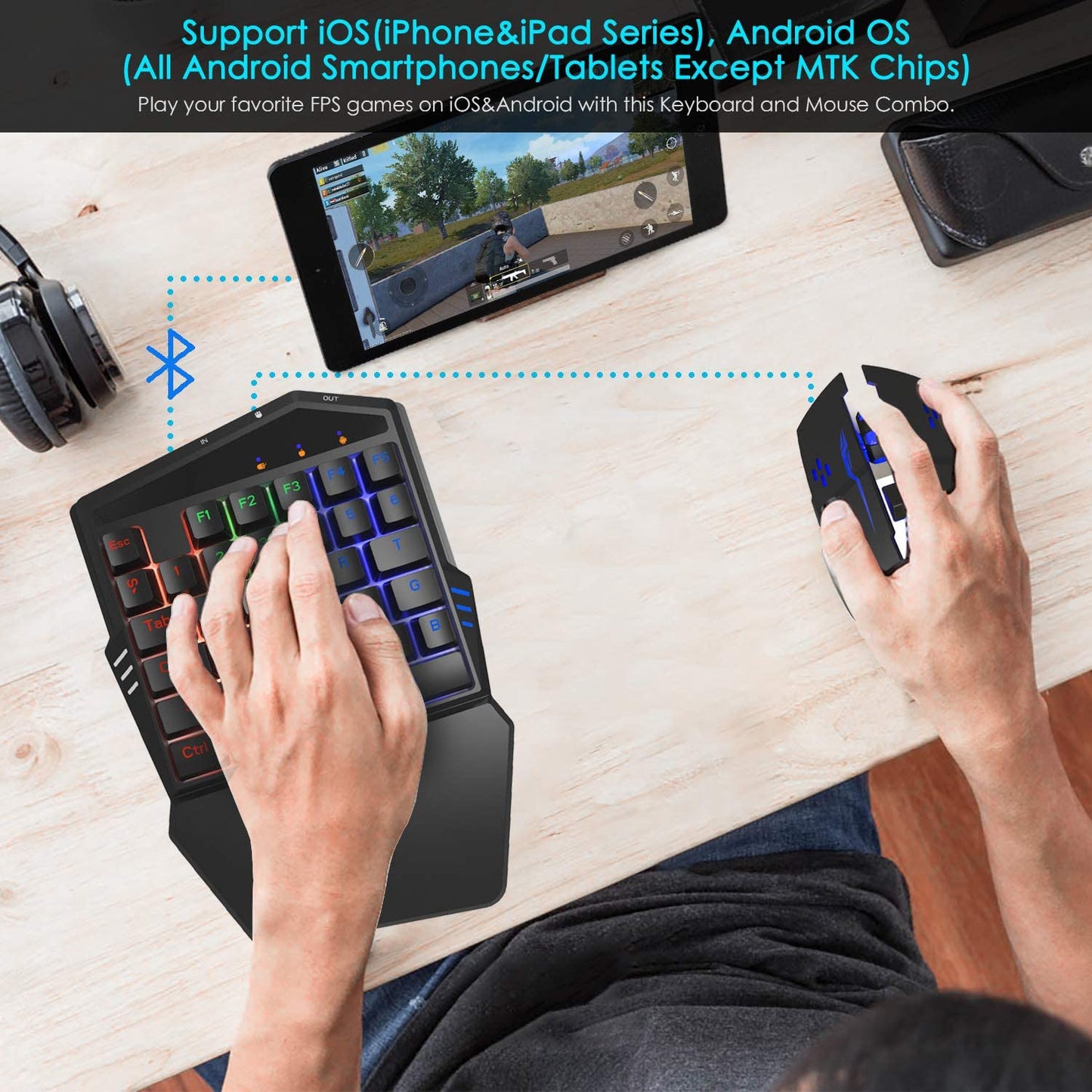 4 - in - 1 Keyboard & Mouse Combo for Mobile FPS Gaming - Mobile