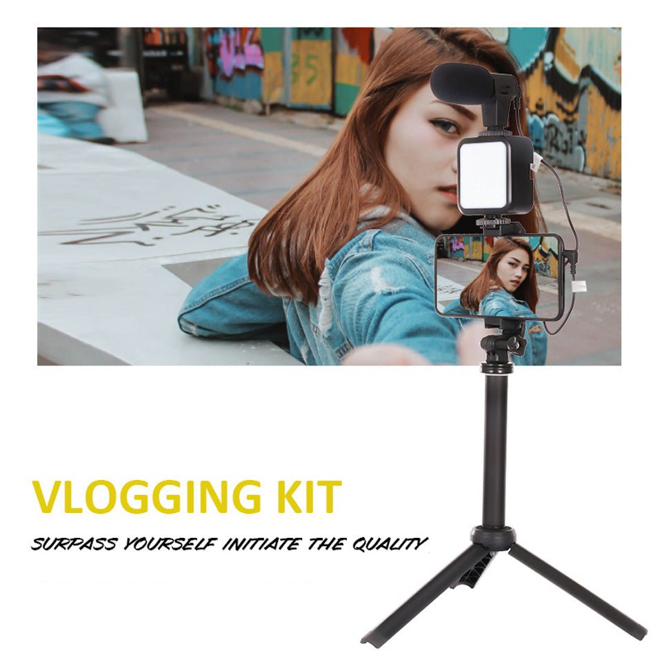 Microphone Desktop Tripod Vlogging Kit with Stand Fill Light - Mobile