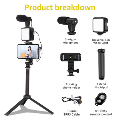 Microphone Desktop Tripod Vlogging Kit with Stand Fill Light - Mobile