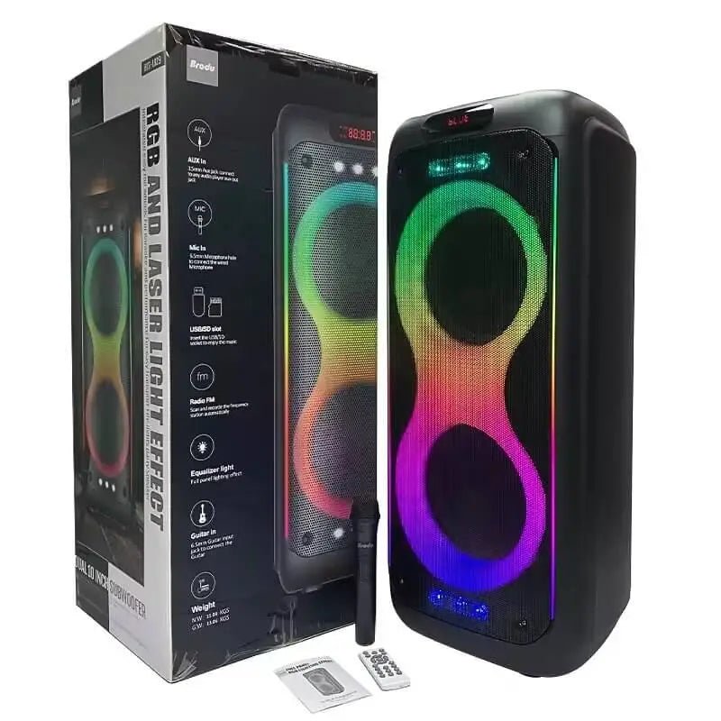 Portable Dual 10 - inch Wireless Speaker with RGB Lights - Bluetooth Speaker