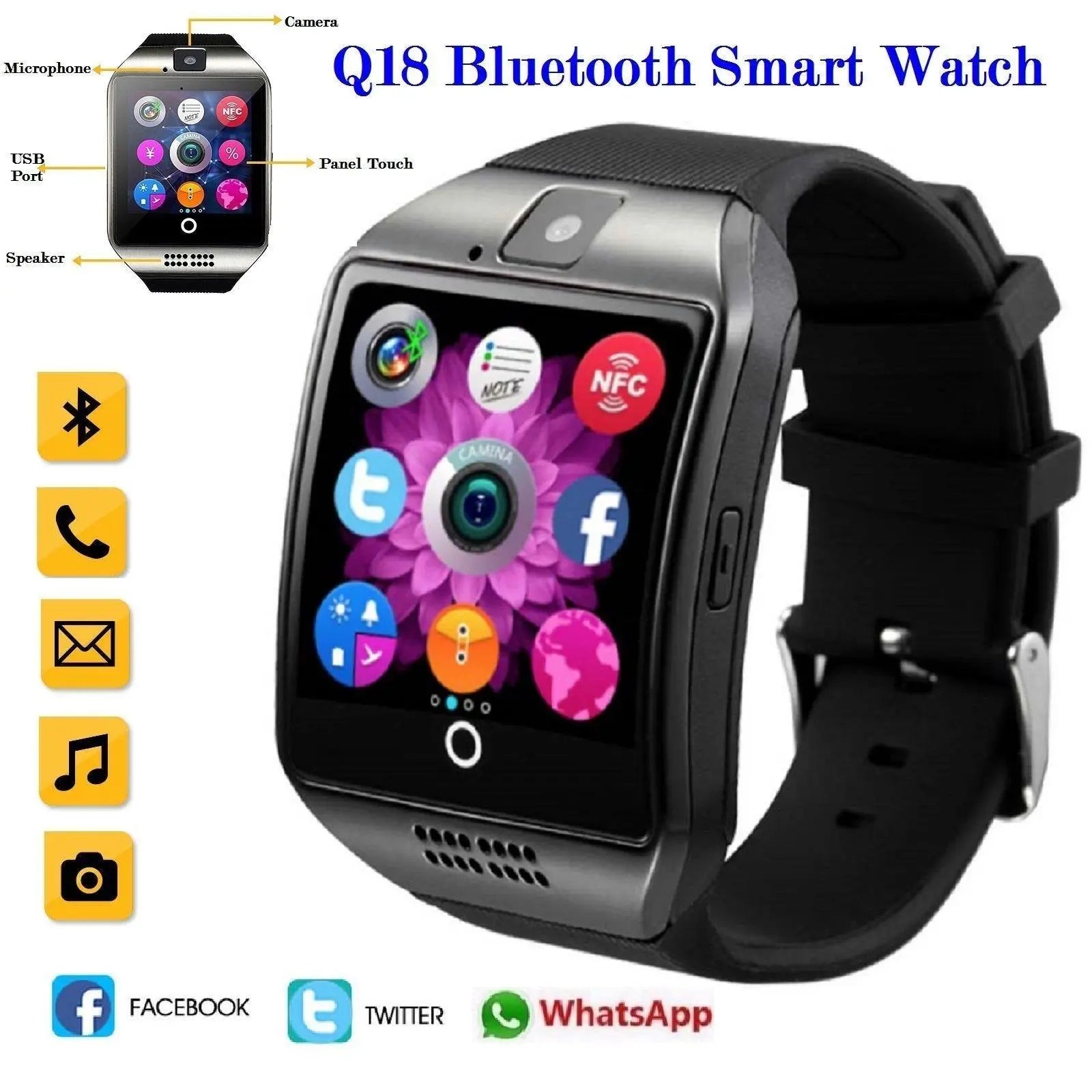 Q18 Smart Watch Stylish and Functional Design Efficient Tech