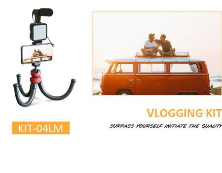 Vlogging Kit: LED Light, Microphone & Tripod - Mobile